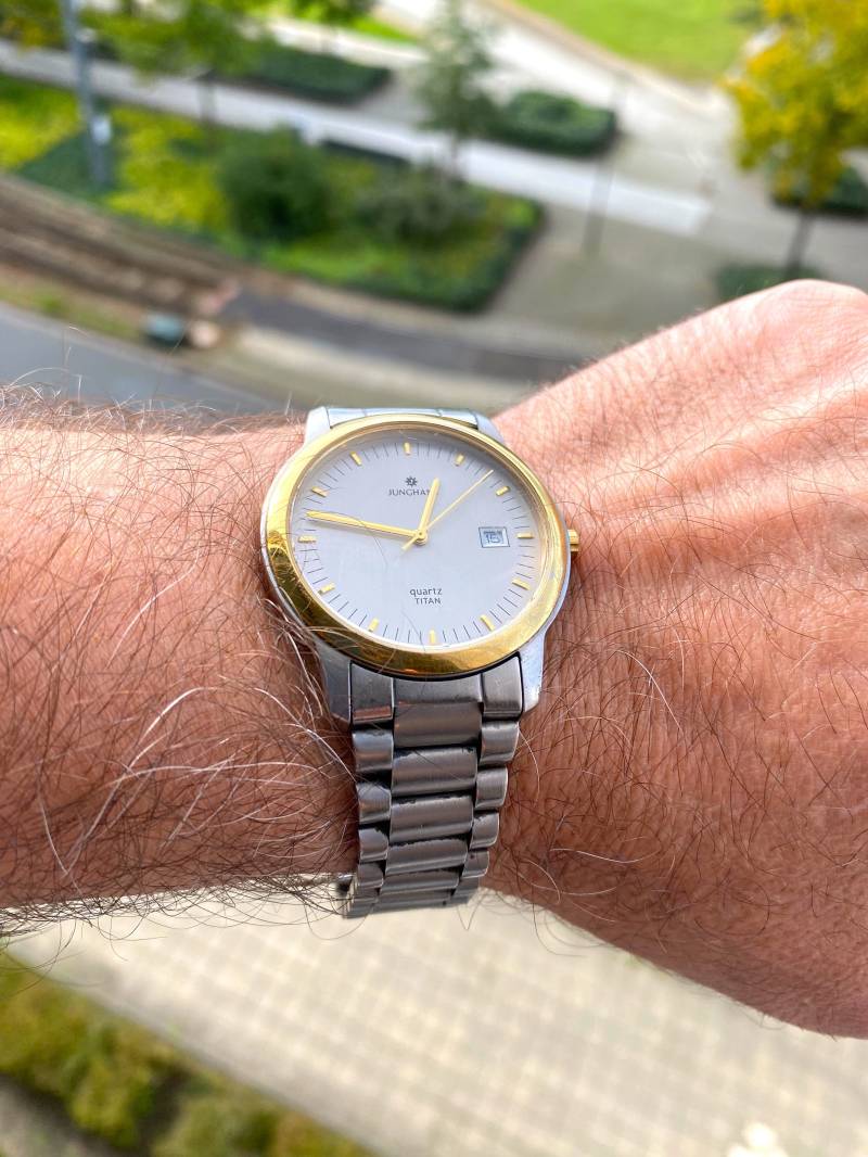 Vintage Junghans Men's Watch - Made in Germany | Diameter Approx. 37 Mm Gold & Gray Quartz No. 35 von VintageStyleShopDE