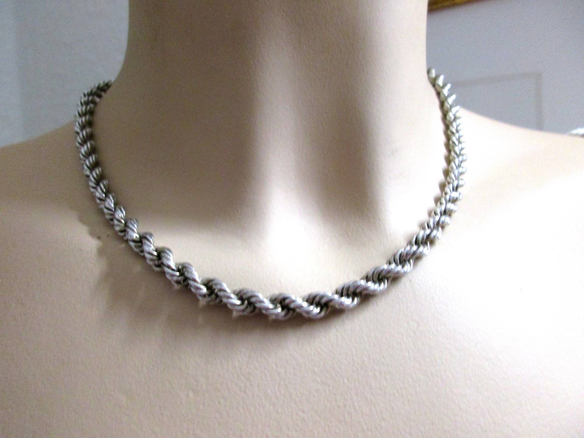 No 11 42, 5 cm Vintage Silberkette Kordelkette Art Déco Gedreht 925 4 Mm Halskette Silber Damenkette Herren von VintageTausendSchoen