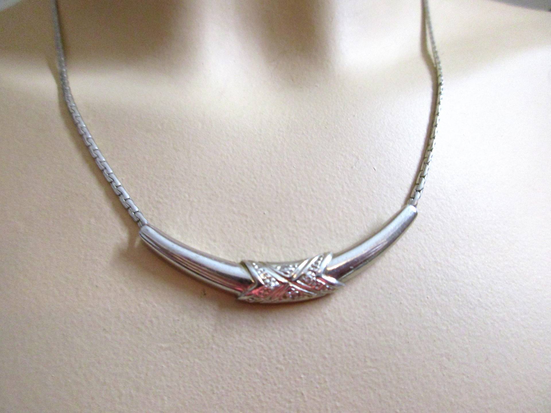 No 26 Zartes Silbercollier Mit Kleinen Glitzernden Zirkonia 44 cm Silberkette Damen Vintage Geschenk Halskette von VintageTausendSchoen