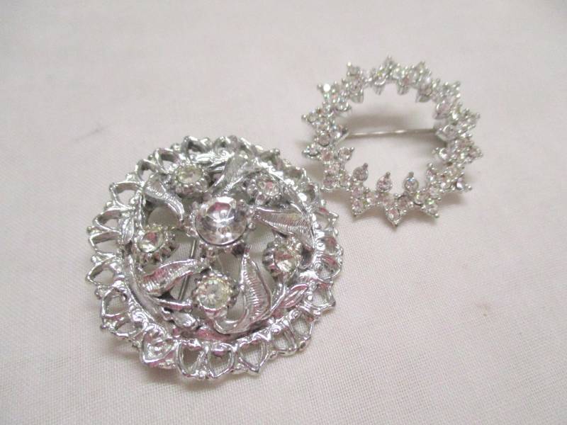 Superschön Funkelndes Duo 70Er 80Er Strass Broschen Klar von VintageTausendSchoen