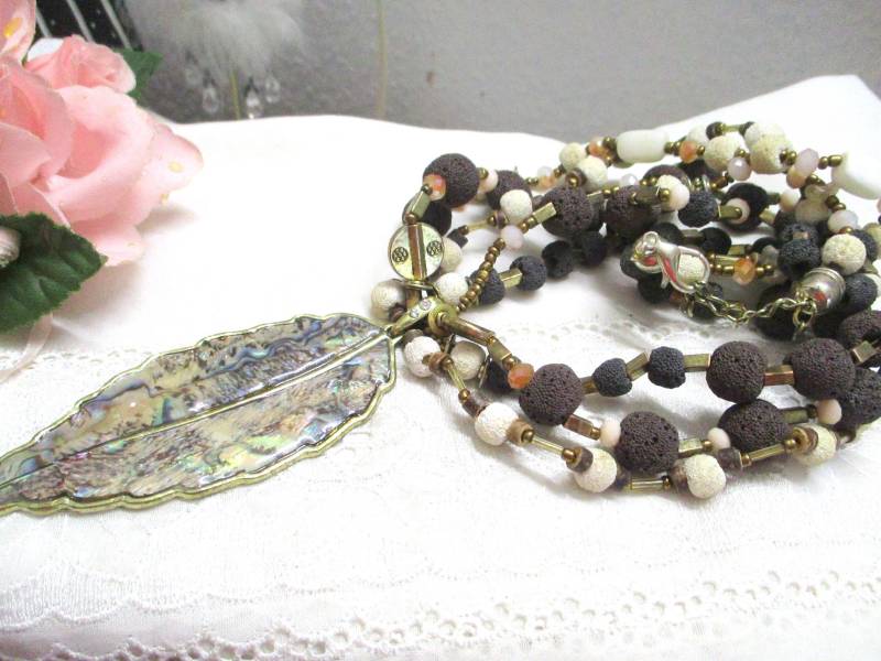Vintage Statement Collier Boho Faux Abalone Ein Echter Eyecatcher 42 - 45 cm von VintageTausendSchoen