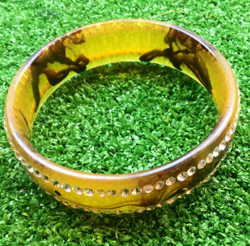 1930S Abendarmband Aus Künstlichem Schildpatt Mit Lucite Und Strasssteinen 1930S Abendarmband Aus Künstlichem Schildpatt Mit Lucite Und Strasssteinen von VintageTimeAfterTime