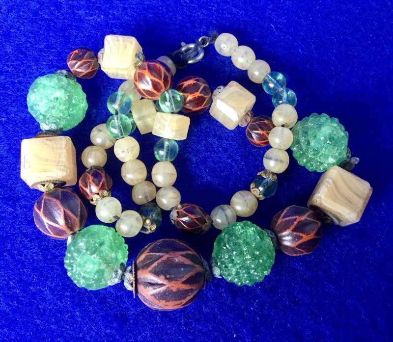 Seltene 1920Er Jahre Boho Art ‚Uranglas' Deko Bakelit 16-Zoll-Halskette von VintageTimeAfterTime