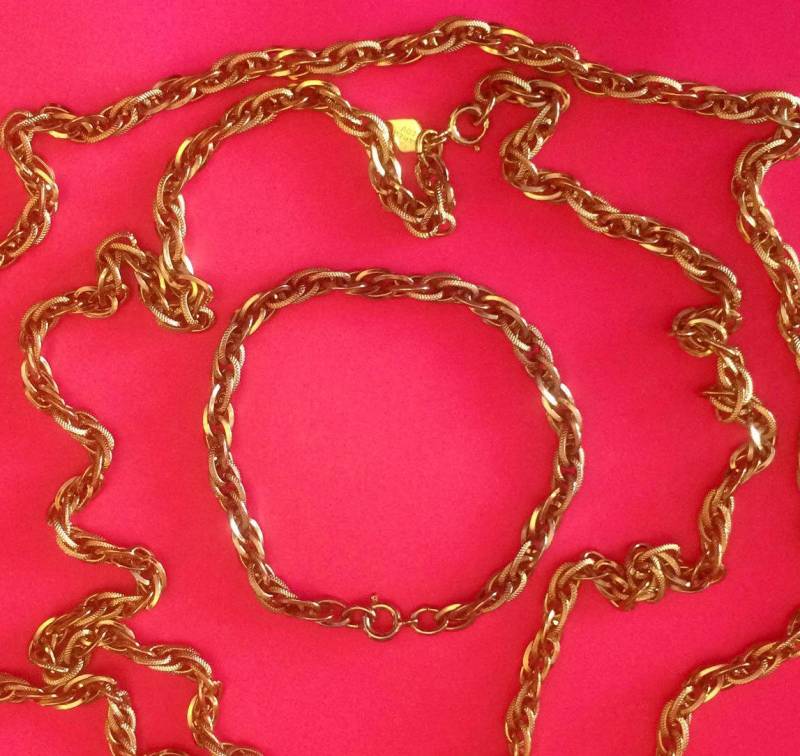 Twisted Ketten, Sarah Coventrys Gold Tone Link Halskette & Armband Set Mit Tag von VintageTimeAfterTime