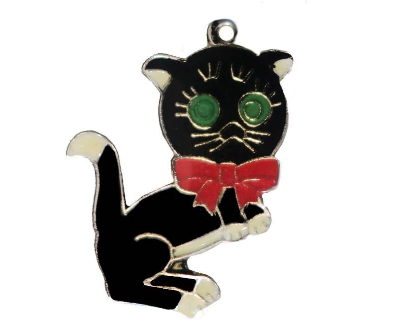 Vintage 1980Er Jahre Katzen Pin Schwarze Katze Mit Roter Fliege Vintage 1980Er Jahre Katzen Pin Schwarze Katze Mit Roter Fliege von VintageTrafficUSA
