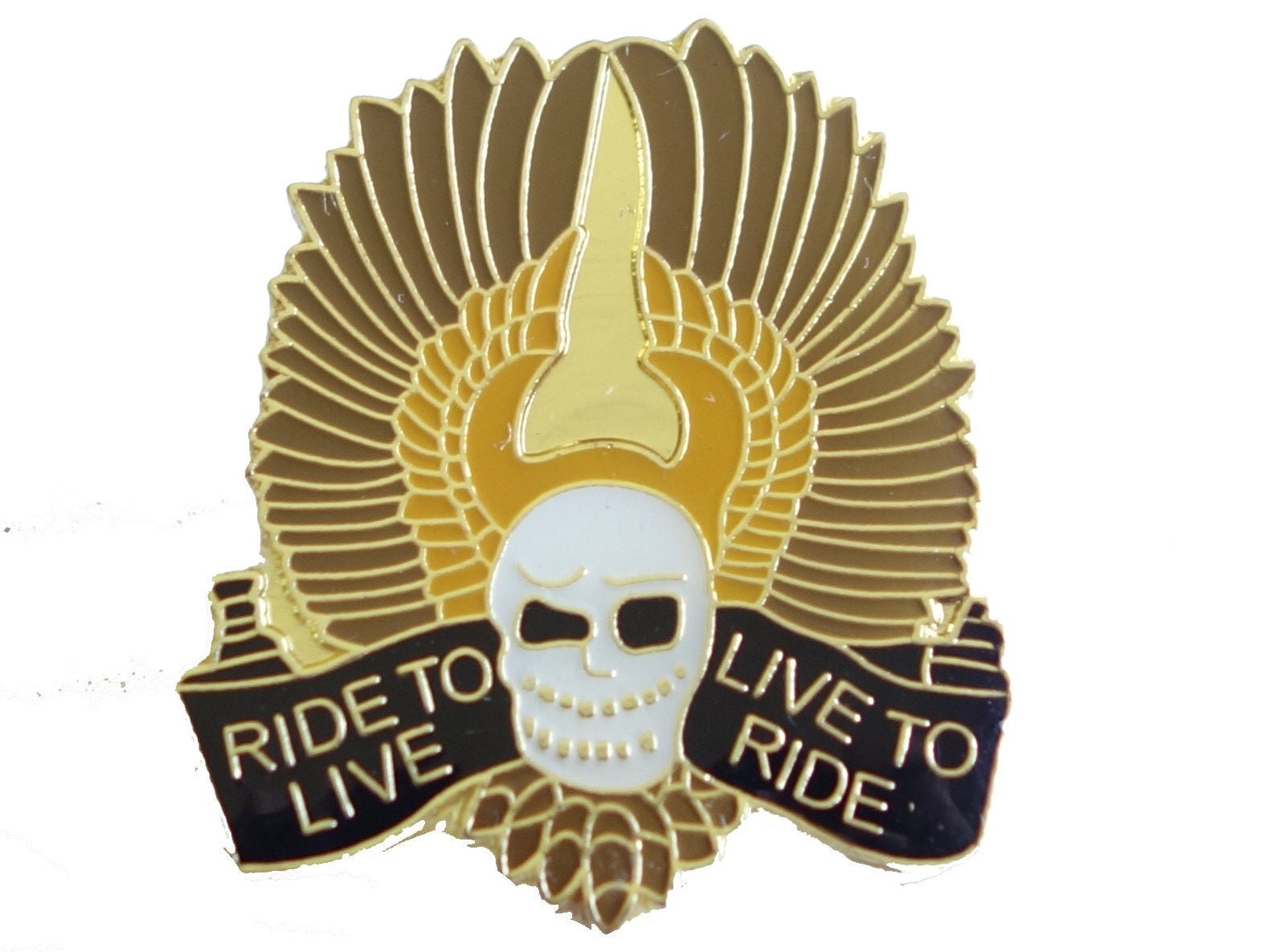 Live To Ride Motorrad Vintage Emaille Pin Revers Abzeichen Skull Biker Anstecknadel von VintageTrafficUSA