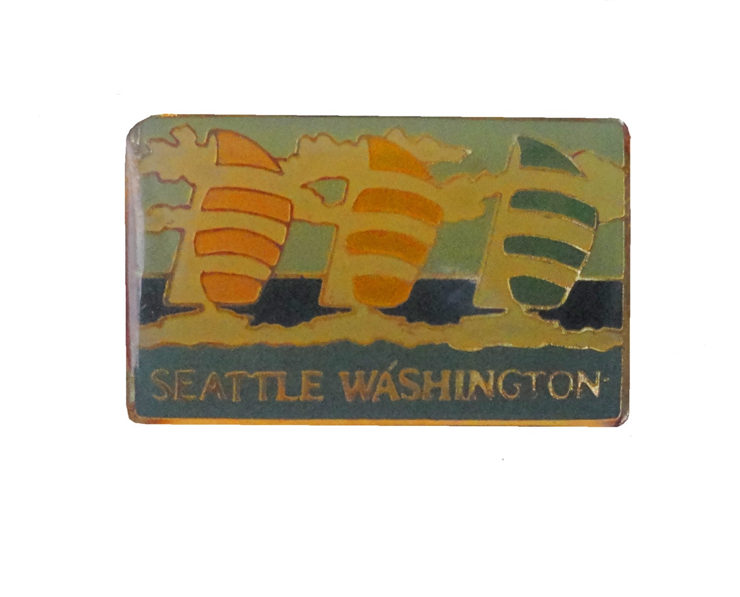 Seattle Washington State Vintage Emaille Anstecknadel Revers Abzeichen Wa Segelboot von VintageTrafficUSA