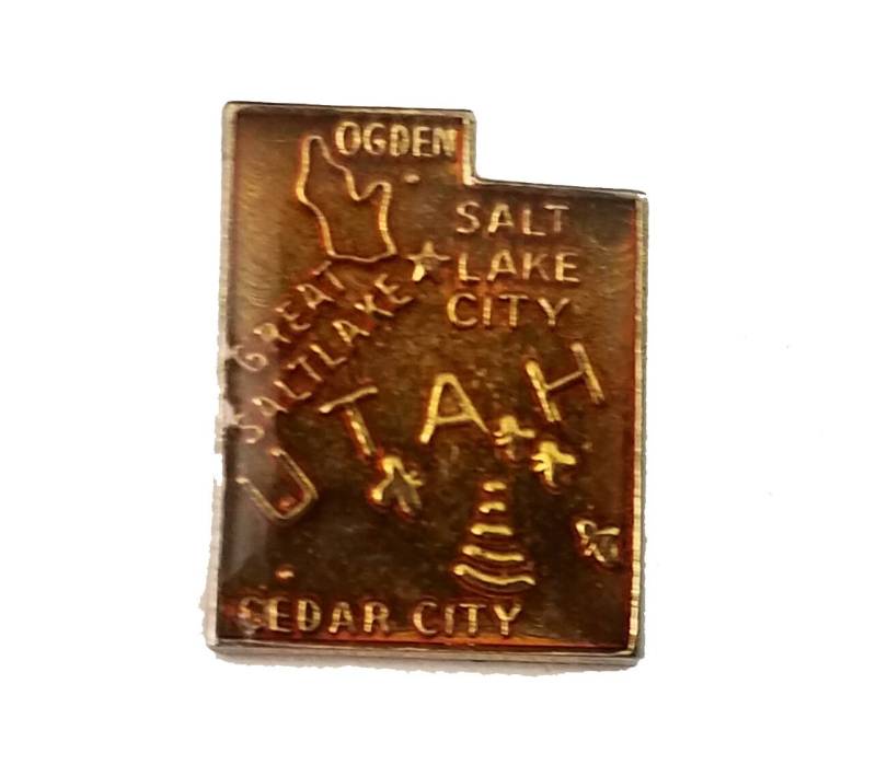 Utah State Vintage Emaille Pin Ogden Salt Lake City Pinback von VintageTrafficUSA
