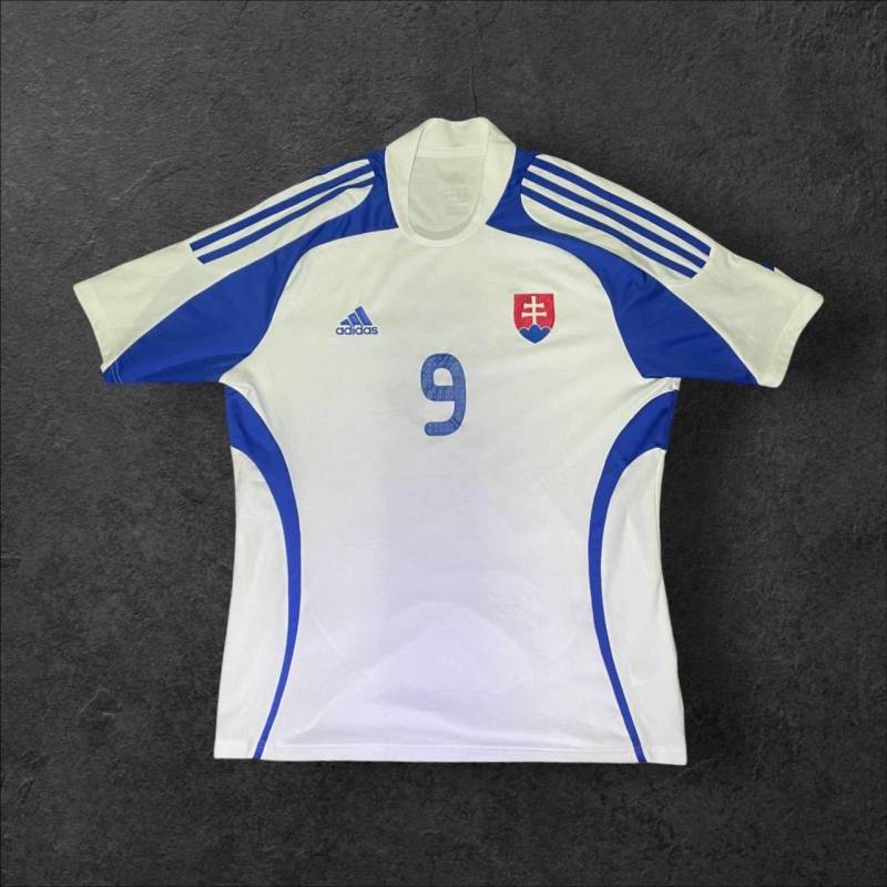 Slowakei Heimtrikot 2007/2008 Adidas Weiß Blau Nr. 9 von VintageTrikotDE