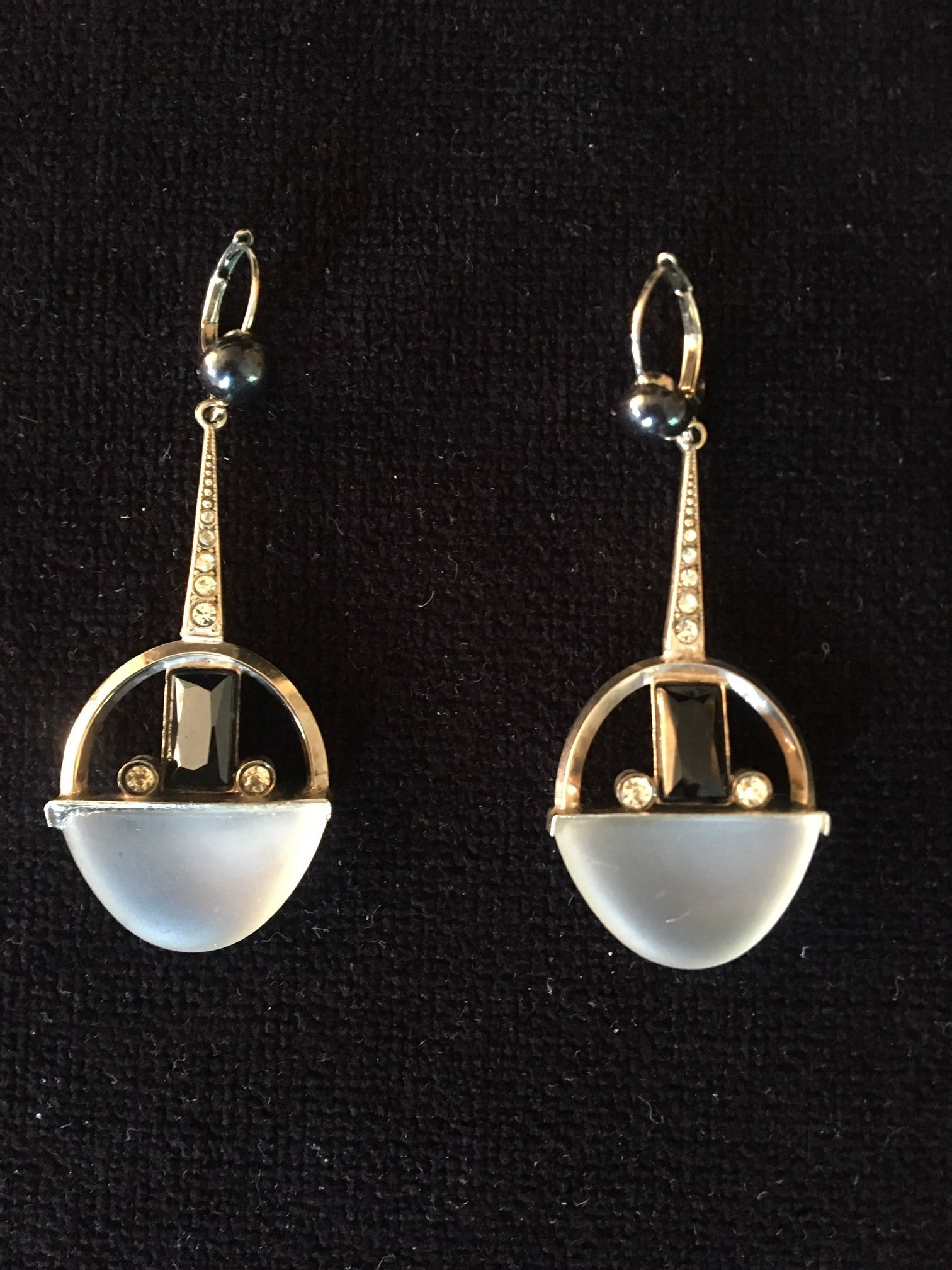 Art Deco Ohrringe Aus Silber, Hämatit Und Strasssteinen Art Deco Ohrringe Aus Silber, Hämatit Und Strasssteinen von VintageUniqueJewels
