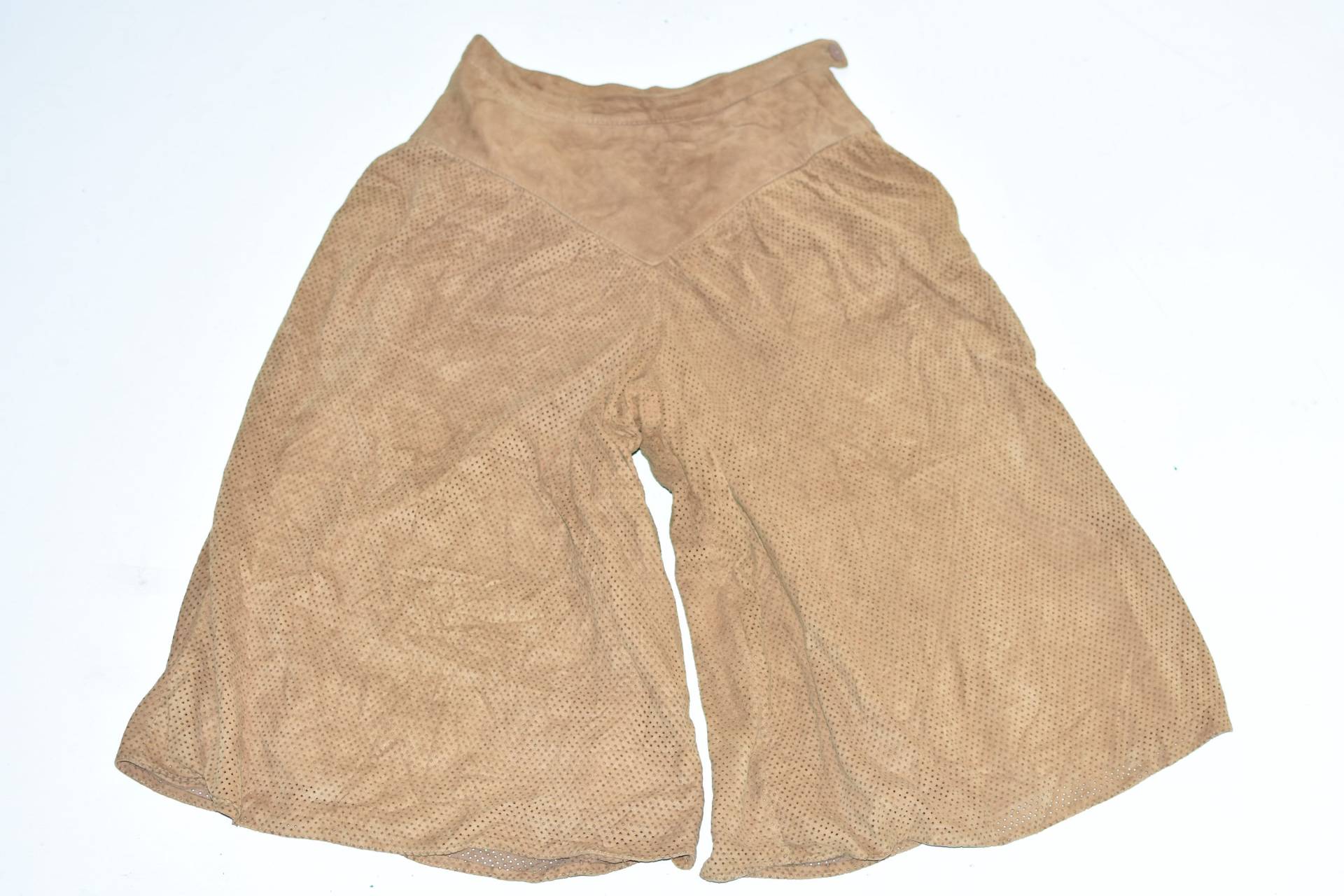 Vintage Stadick Damen Echtleder Breites Bein Capri Braun Hose Größe W27" L16" von VintageVaidaBoutique