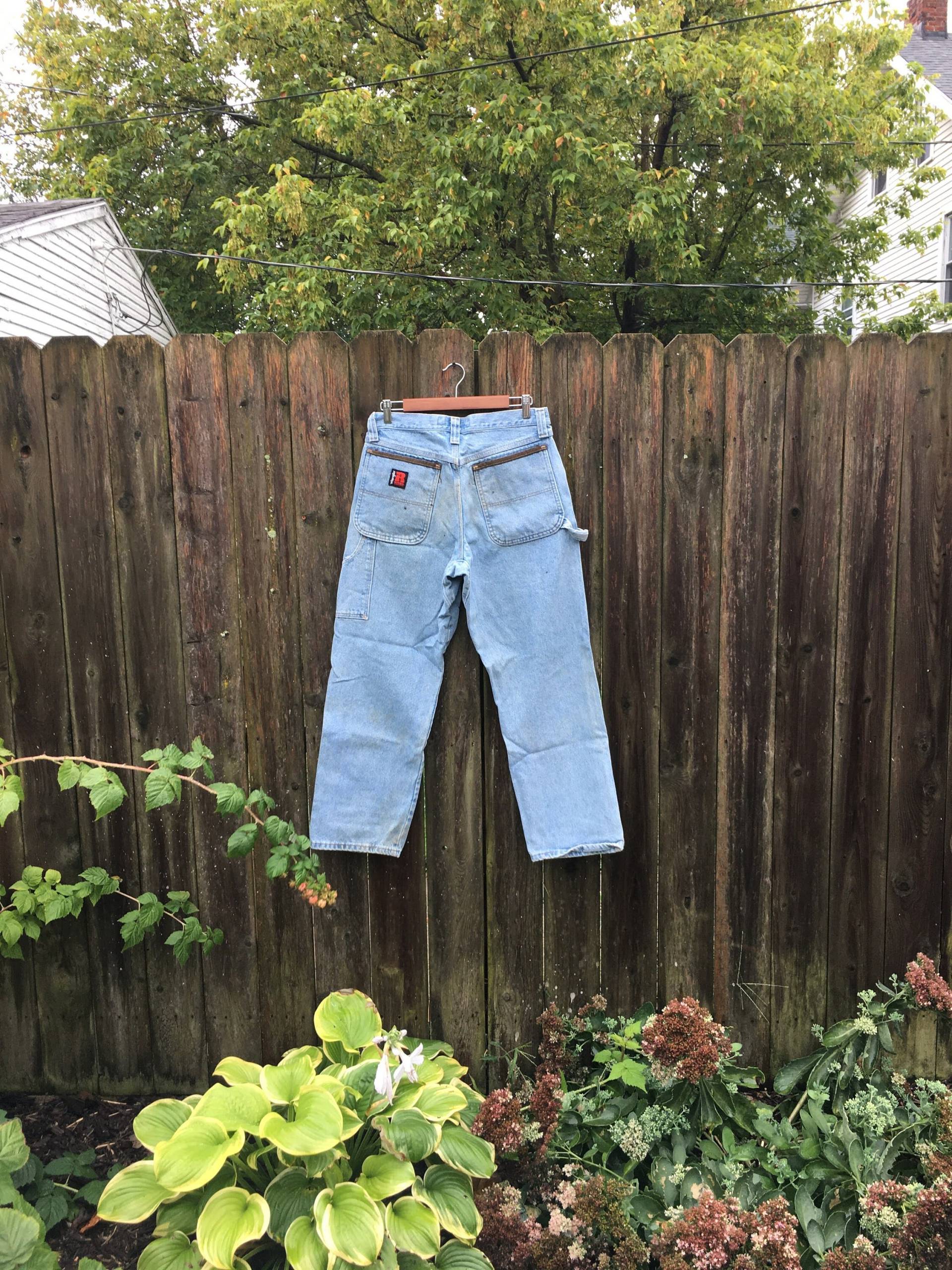 Vintage 90Er/00Er Wrangler Riggs Workwear Light Wash Distressed in Denim Carpenter Jeans Größe 32x30 Vintage 90Er/00Er Wrangler Riggs Workwear Light Wash Distressed in Denim Carpenter Jeans Größe 32x30 von VintageVanShop