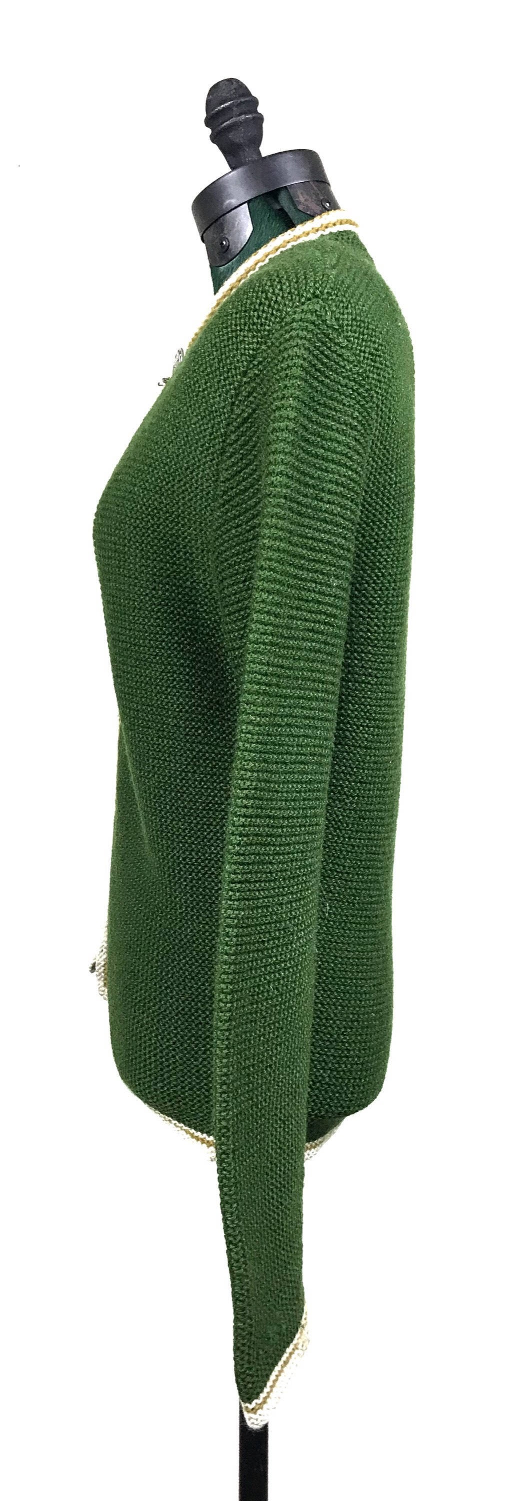 Astri Handarbeit, Grün & Gold Reißverschluss Pullover, Hergestellt in Deutschland, 60Er Jahre von VintageVigilantes