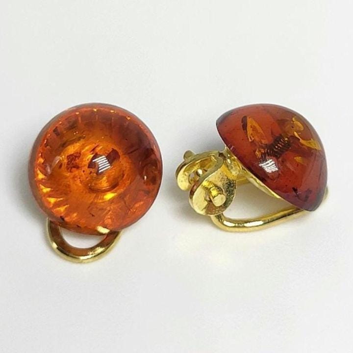 Vintage Massive Gold 14K 585 Earrings With Amber Stone, Earrings 585, Gold, Christmas Gifts, Birthday Gift von VintageVonHelen