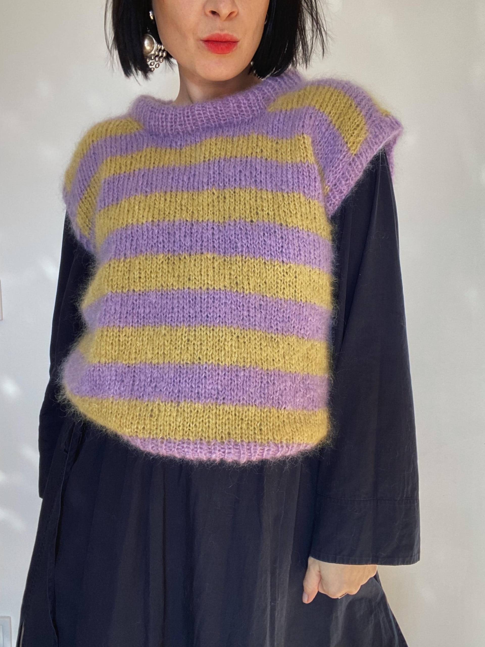 Handgestrickte Mohair Weste| Unikat| Einzelstück| Hand Made|Vintage Wolle|Grobstrick| Mohair|Mohairweste| Pullunder von VintageWarm