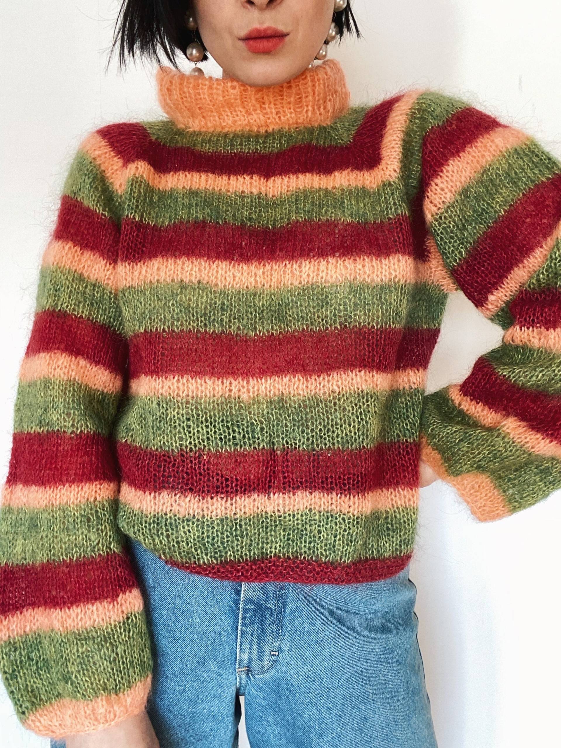 Handgestrickter Pullover|Unikat|Einzelstück| Knit Sweater|Hand Made|Vintage Wolle|Grobstrick| Ballonärmeln| Mohair| Mohairpullover von VintageWarm