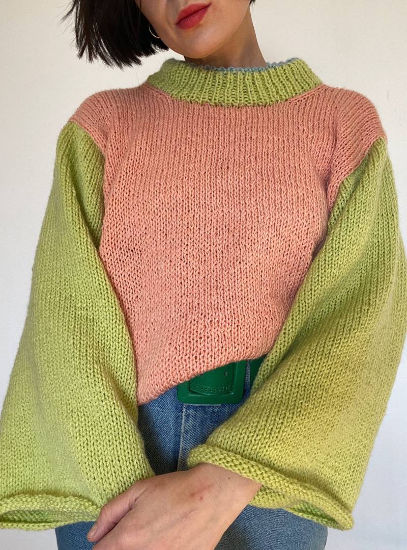 Handgestrickter Pullover|Unikat|Einzelstück|Oversize|Hand Made|Vintage Wolle| Colourblock von VintageWarm
