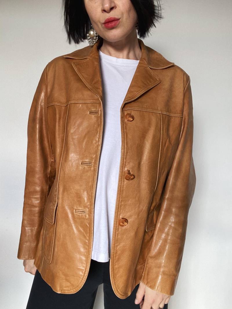 Vintage 90Er Lederjacke Lederblazer| Unikat| Nachhaltige Mode| Leather Jacket von VintageWarm
