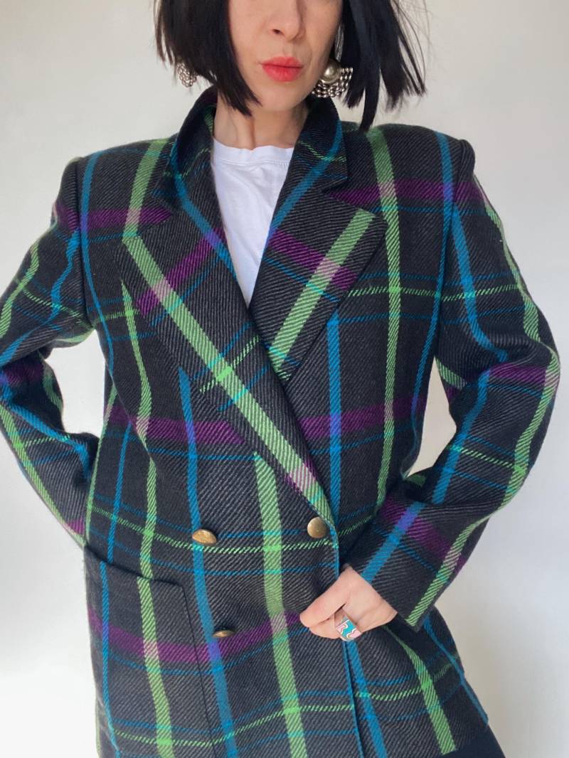 Vintage Blazer| Tartan Blazer Aus 80Er| Karo| Nachhaltige Mode| 90Er/80Er| Oversize| Sakko|Karierter Wollblazer von VintageWarm