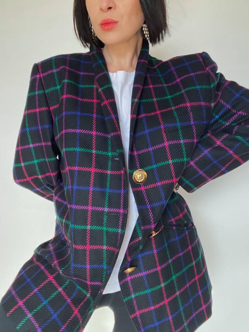 Vintage Blazer| Tartan Blazer Aus 80Er| Karo| Nachhaltige Mode| 90Er/80Er| Oversize| Sakko|Karierter Wollblazer von VintageWarm