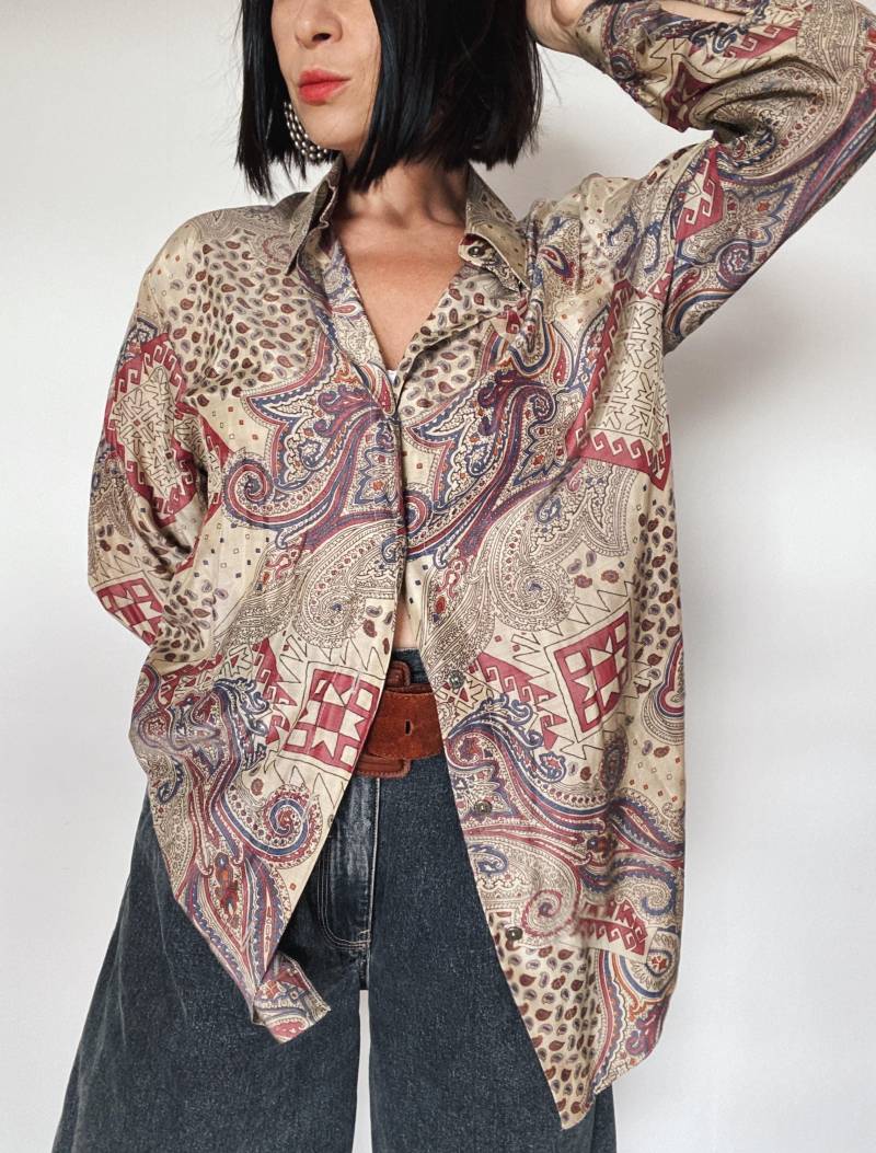 Vintage Bluse| Hemd| Unikat| Nachhaltige Mode| Slowfashion| Bluse Aus 90Er| Crazy Pattern| Preloved| Sommerbluse| Paisley von VintageWarm