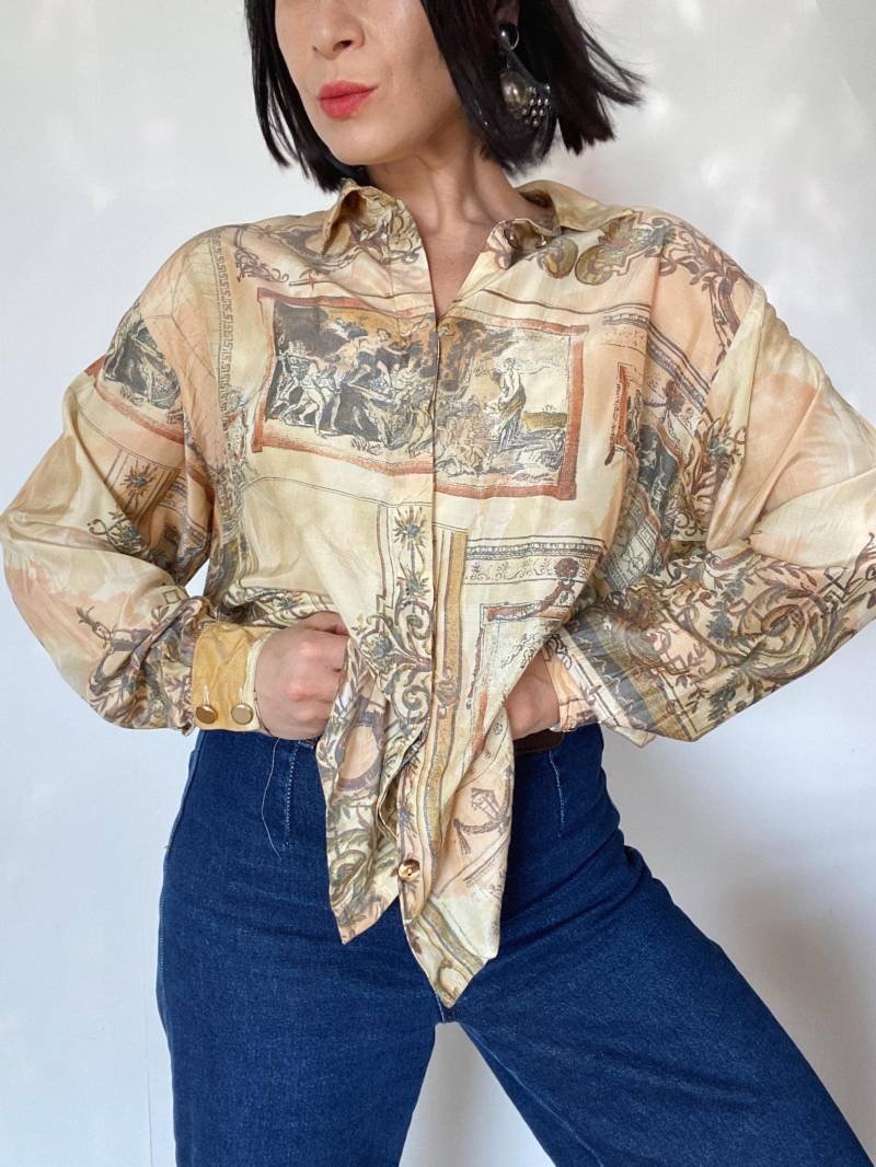 Vintage Bluse| Sommerbluse| 90Er Bohemian Muster| Preloved von VintageWarm