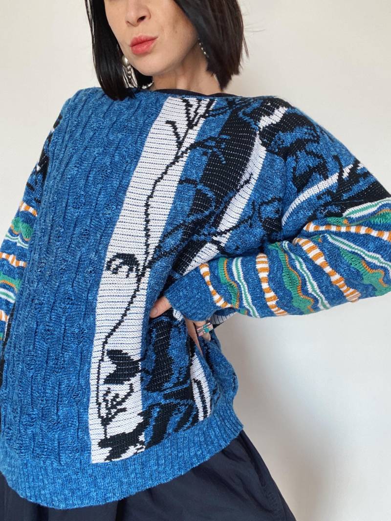 Vintage Carlo Colucci Pullover 90Er 80Er| Unikat| Strickpullover| Preloved | Vintage Sweater| Regenbogen| Tundra Sweater von VintageWarm