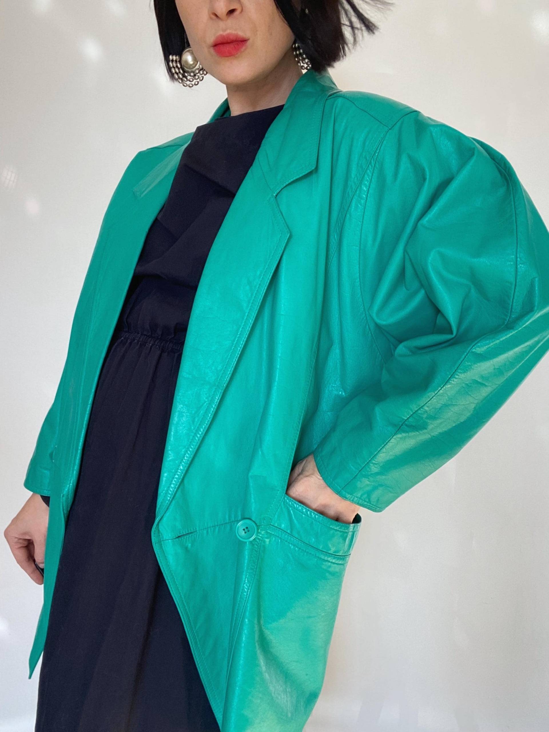 Vintage Jean Pierre Michelet Lederjacke 80Er| Unikat| Nachhaltige Mode| 90Er| Echtes Leder| Leather Jacket Green von VintageWarm