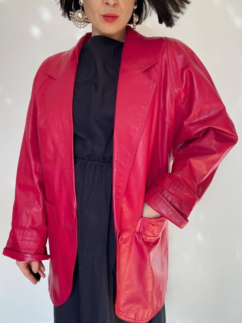 Vintage Jean Pierre Michelet Lederjacke 80Er| Unikat| Nachhaltige Mode| 90Er| Echtes Leder| Leather Jacket Pink von VintageWarm