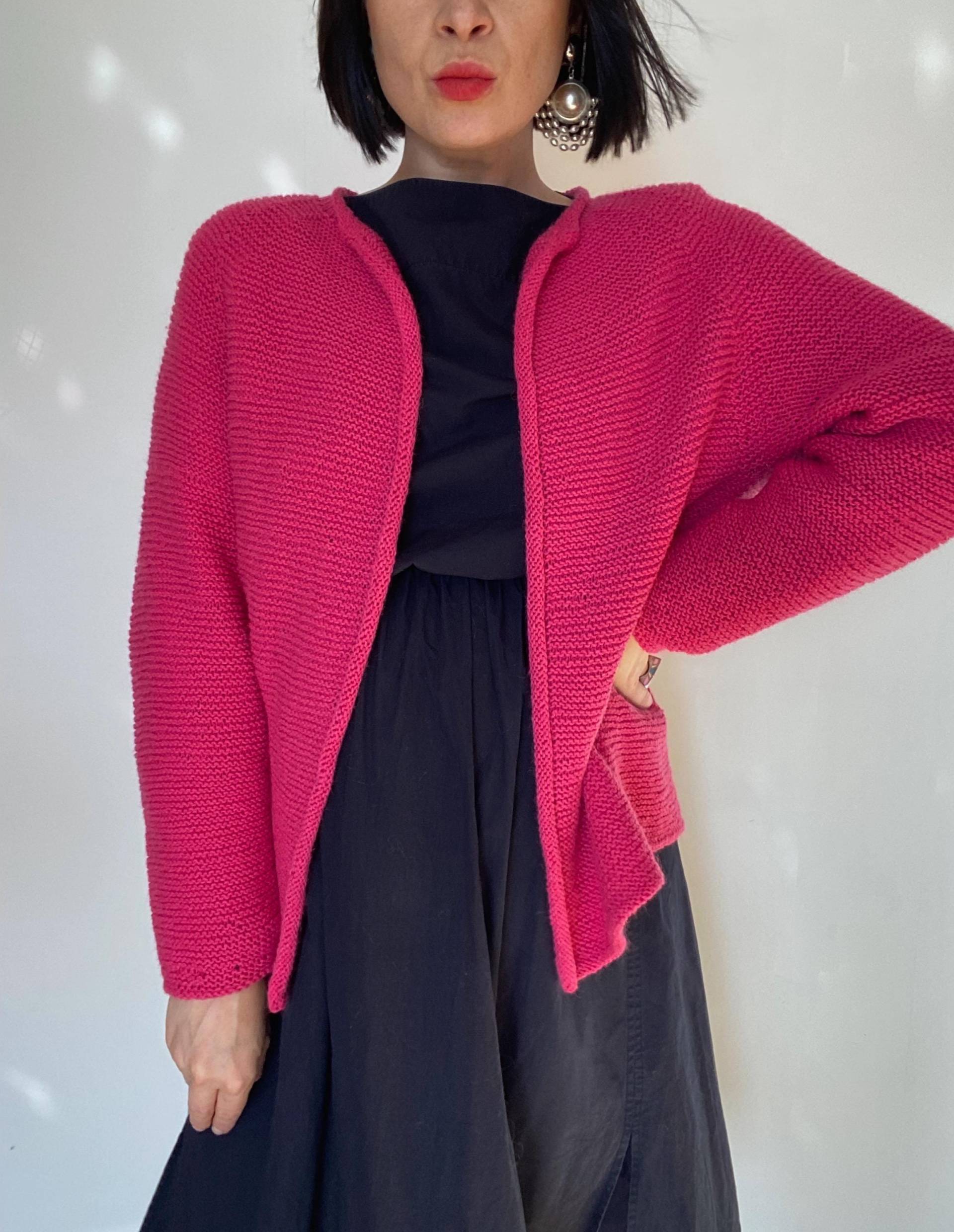 Vintage Schurwolle Strickjacke Handmade| Wolljacke| Unikat| Cardigan| Pink Knitwear von VintageWarm