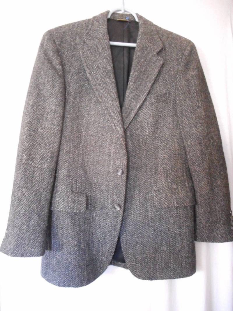 Vintage Harris Tweed Blazer Sport Mantel Jacke Grau Fischgrät-Union-Label Vintage Harris Tweed Blazer Sport Mantel Jacke Grau Fischgrät-Union-Label von VintageWoofatorium