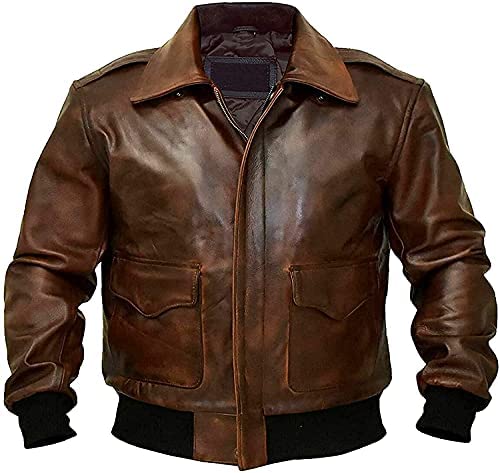 A2 Fliegerjacke Flieger Tiger WWII Flieger Flieger Bomberjacke Herren Echtleder Flieger Pilot Bomberjacke Vintage Bomber Lederjacke, A2 Lederjacke, Hellbraun, XXL von Vintagearc