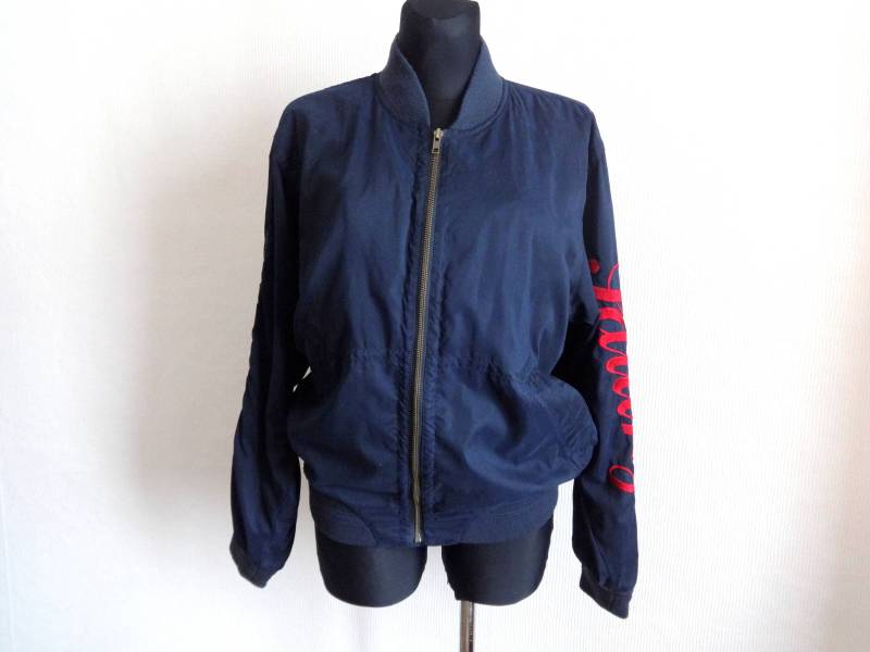 Vintage Herren Zip Up Jacke Verschönert Dunkelblau Sportbekleidung Unisex Oberbekleidung Freizeit S Größe von Vintageby2sisters