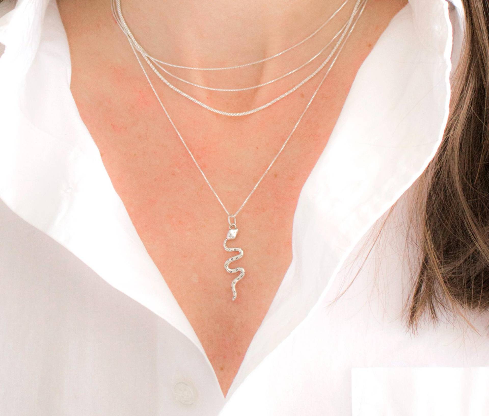 Silber Schlange Anhänger Halskette, Schmuck 925 Sterling Silber, Gedrehte Schlangen Silberner von VintagebyTigerlilly