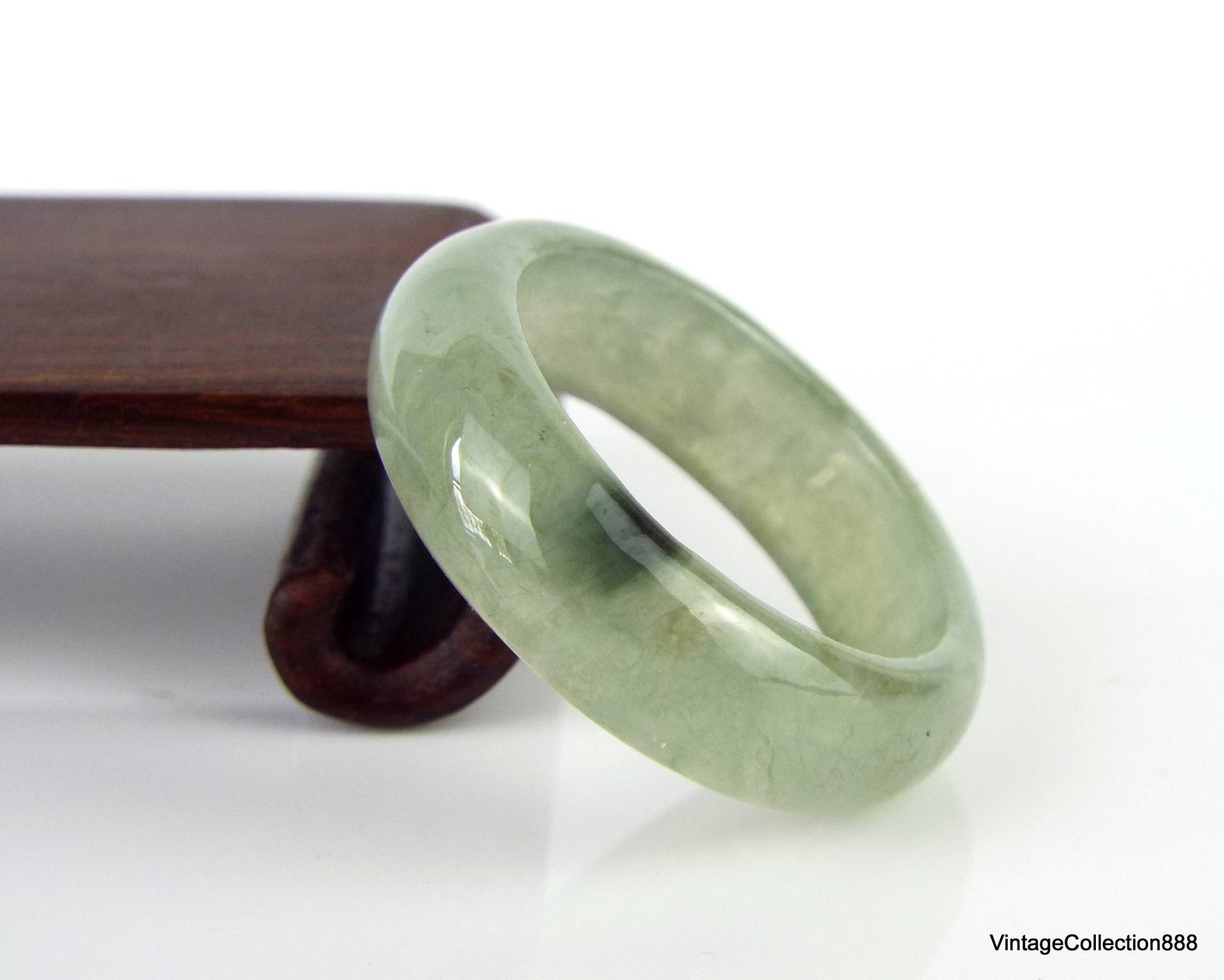 Eisgrüner Jade-Ring Us 9, 75 - 19, 7 Mm, Unbehandelte Durchscheinende Natürliche Jadeit-Jade Mit Zertifikat, Für Männer Oder Frauen von Vintagecollection888