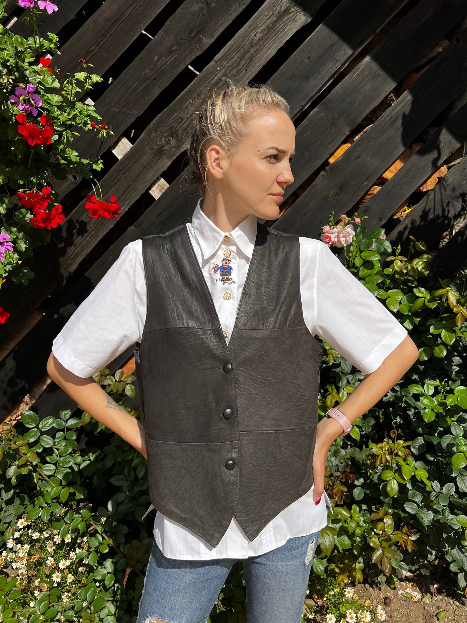 Echtes Leder Weste Braune Biker Damen Boho Fetisch Small Size von VintagefairyStudio