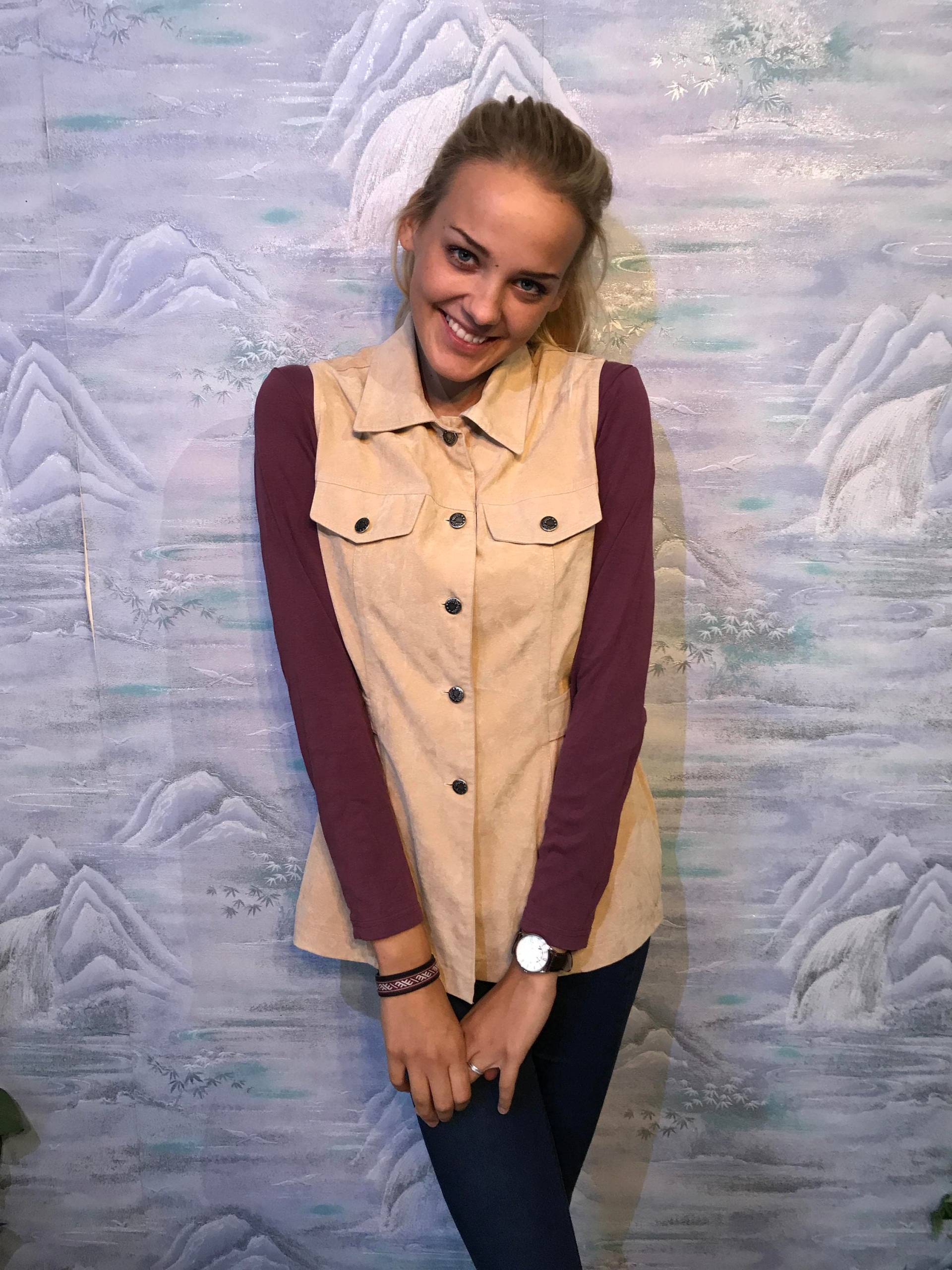 Hellbraun Weste Beige Damen Gebunden Lange Leichte Mittel-Bis Groß von VintagefairyStudio