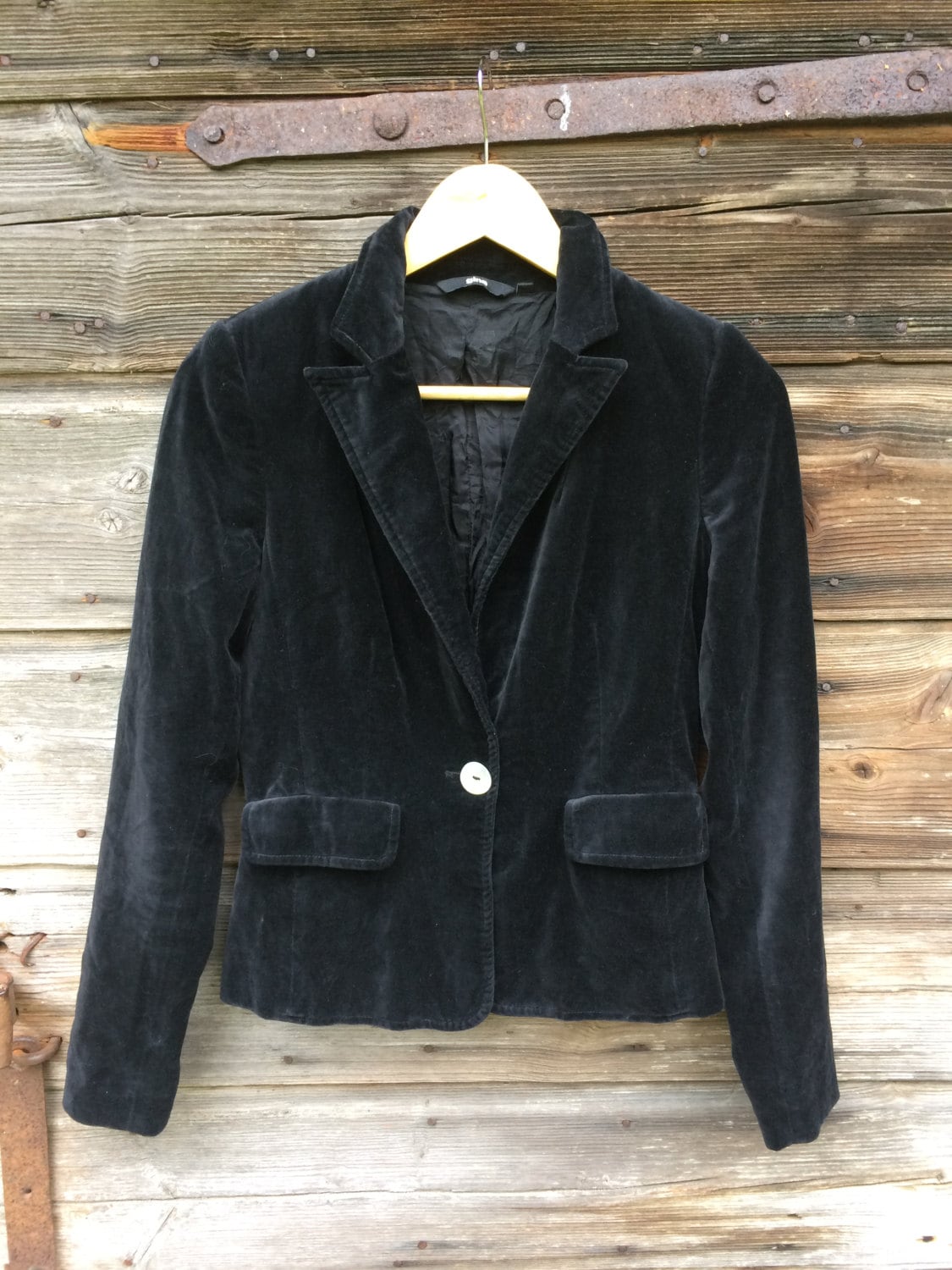 Schwarz Bestickt Velveteen Jacke Damen Lange Ärmel Formal Blazer Extra Kleine Größe von VintagefairyStudio