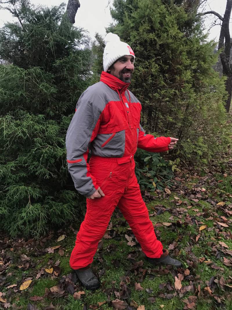 Vintage Herren Skianzug Rot Grau Gemustert Einteiler Retro Schneeanzug Hipster Winter Wear Medium Large Size Snowboard Anzug 80Er 90Er von VintagefairyStudio