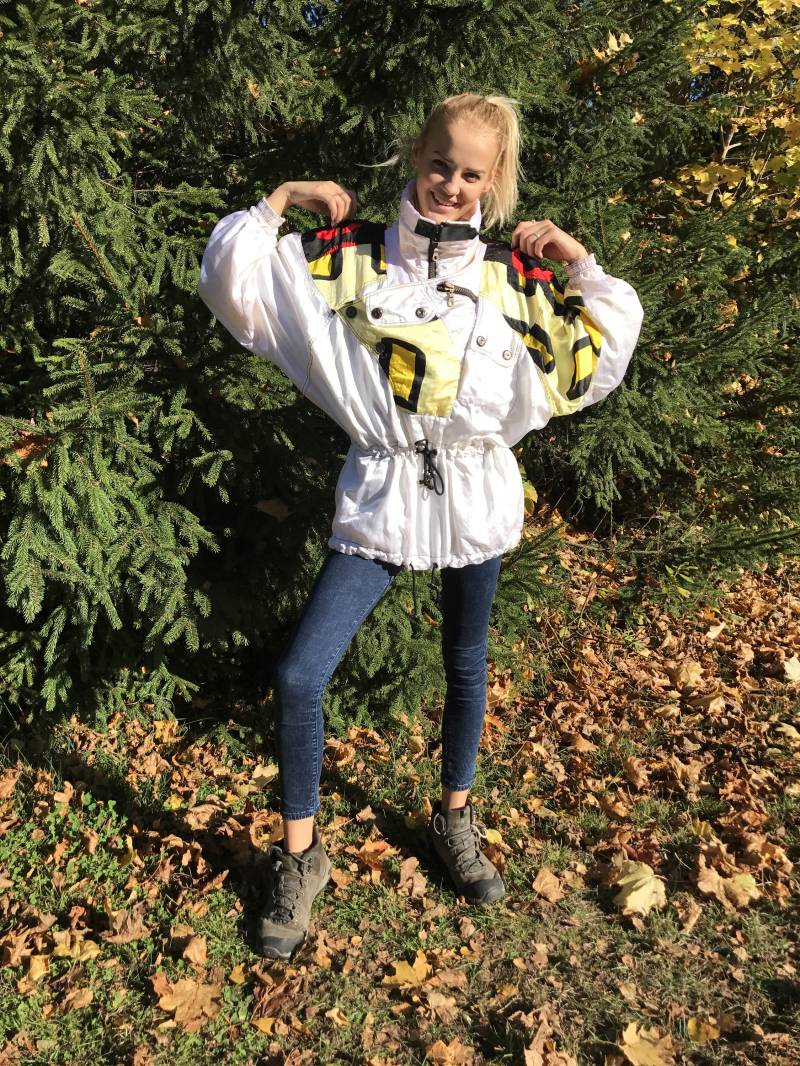 Vintage Ski Farbige Jacke Gemusterte Schneejacke Hipster Winter Activewear Sportjacke Mittelgroße Bis Große Größe Skijacke Lange von VintagefairyStudio