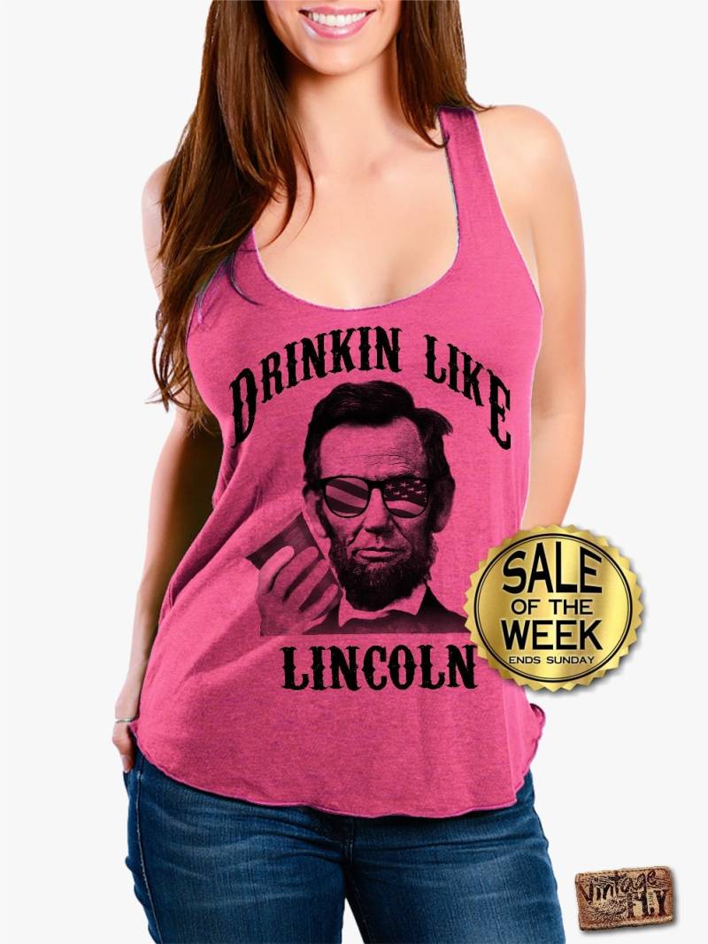 4. Juli - Damen-Shirt Tri-Blend Racerback Tank Lerne Wie Lincoln Damen Usa Flagge Unabhängigkeitstag S Xl von Vintageflyclothingco