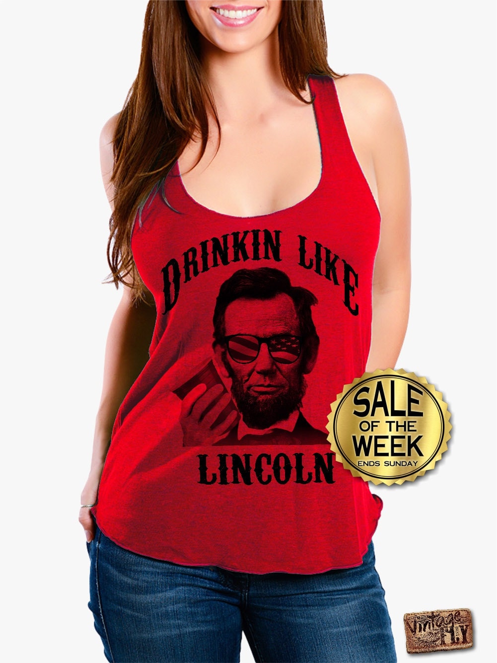 4. Juli Shirt Frauen - Racerback Tank Lerne Wie Lincoln Damen Usa Flagge Unabhängigkeitstag S Xl von Vintageflyclothingco
