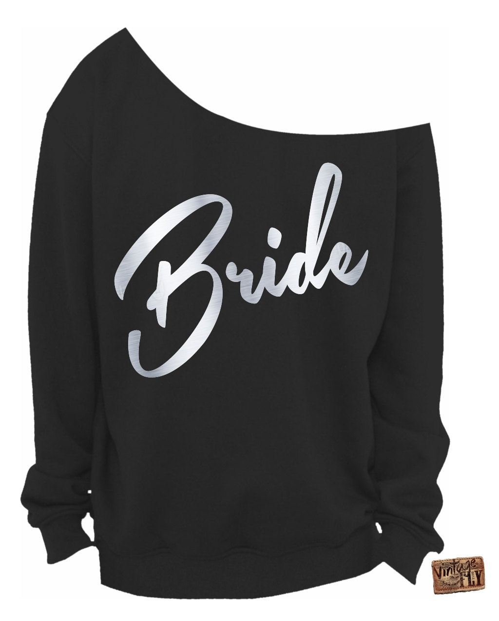 Braut - Sweatshirt Brautdusche Geschenk Damen Slouchy Sweatshirt Off The Shoulder Folienabdrücke S, M, Lg, Xl, Xxl, Xxxl von Vintageflyclothingco