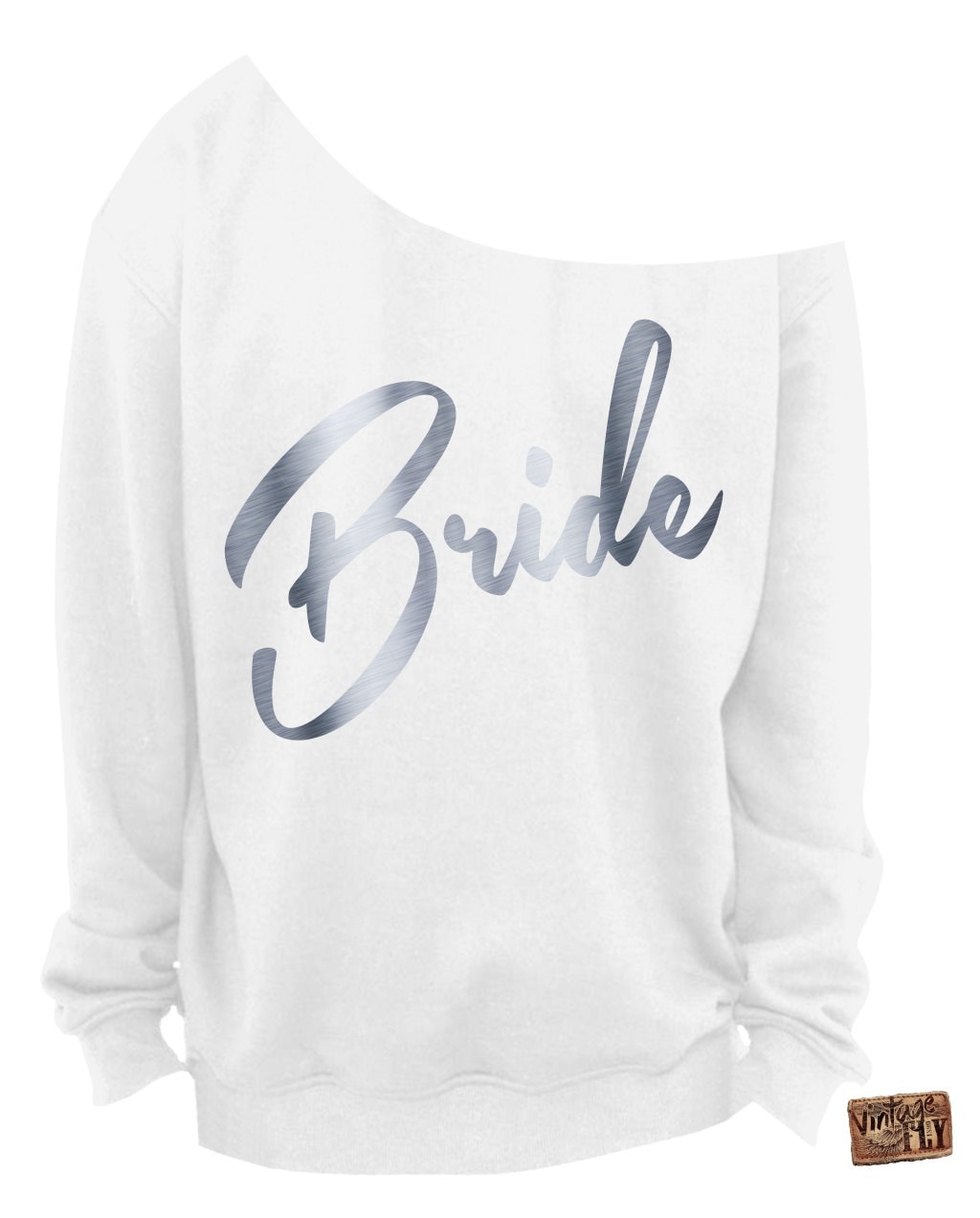 Braut - Sweatshirt Brautdusche Geschenk Damen Slouchy Sweatshirt Off The Shoulder Folienabdrücke S, M, Lg, Xl, Xxl, Xxxl von Vintageflyclothingco