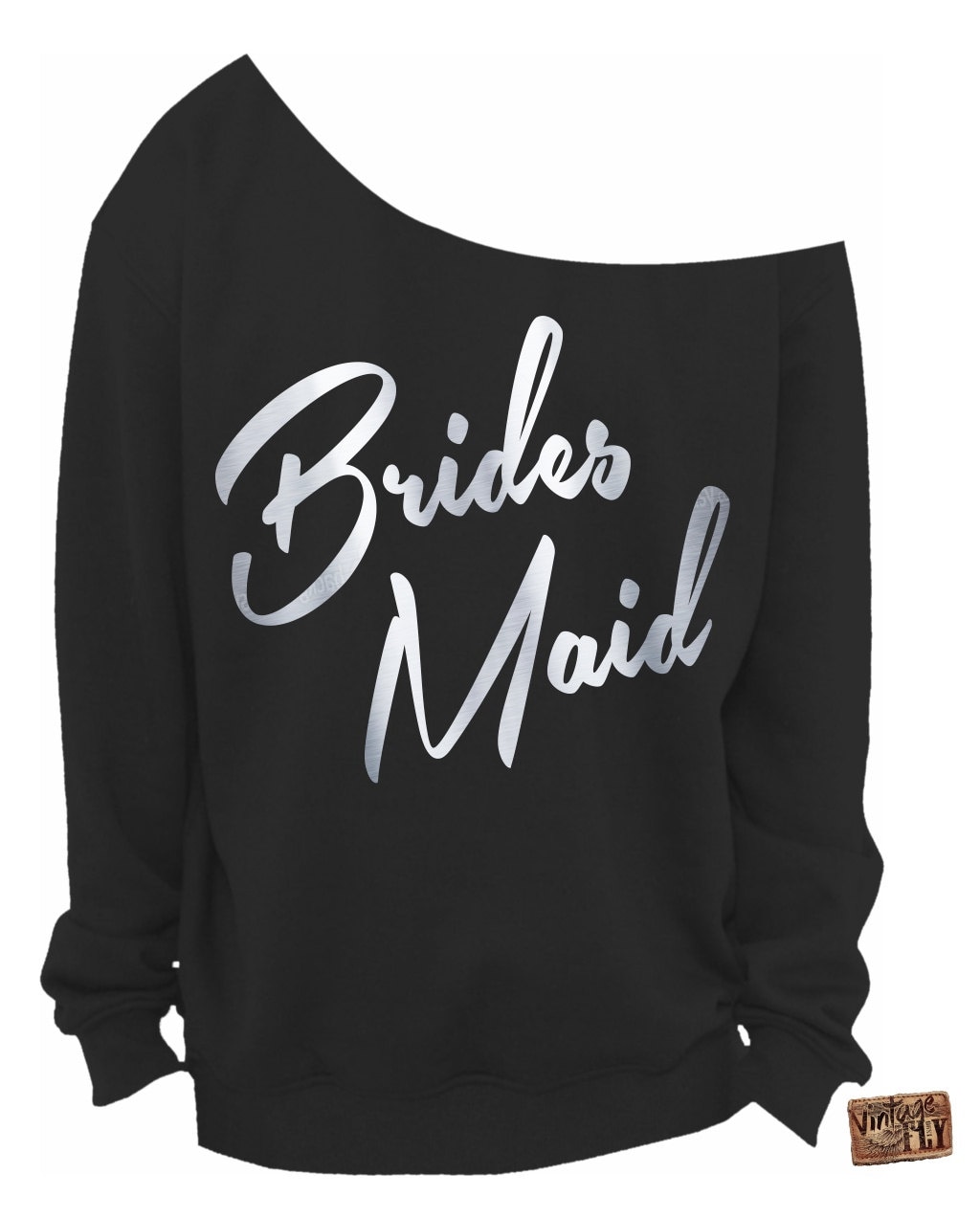 Brautjungfern - Brautparty Damen Slouchy Sweatshirt Off The Shoulder Folienabdrücke S, M, Lg, Xl, Xxl, Xxxl von Vintageflyclothingco