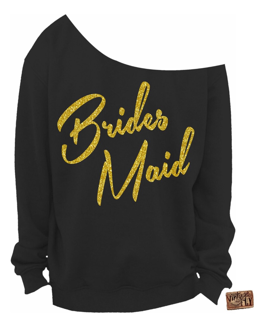 Brautjungfern Shirt - Brautjungfern Shirt Damen Slouchy Sweatshirt Off The Shoulder Glitzerabdrücke S, M, Lg, Xl, Xxl, Xxxl von Vintageflyclothingco