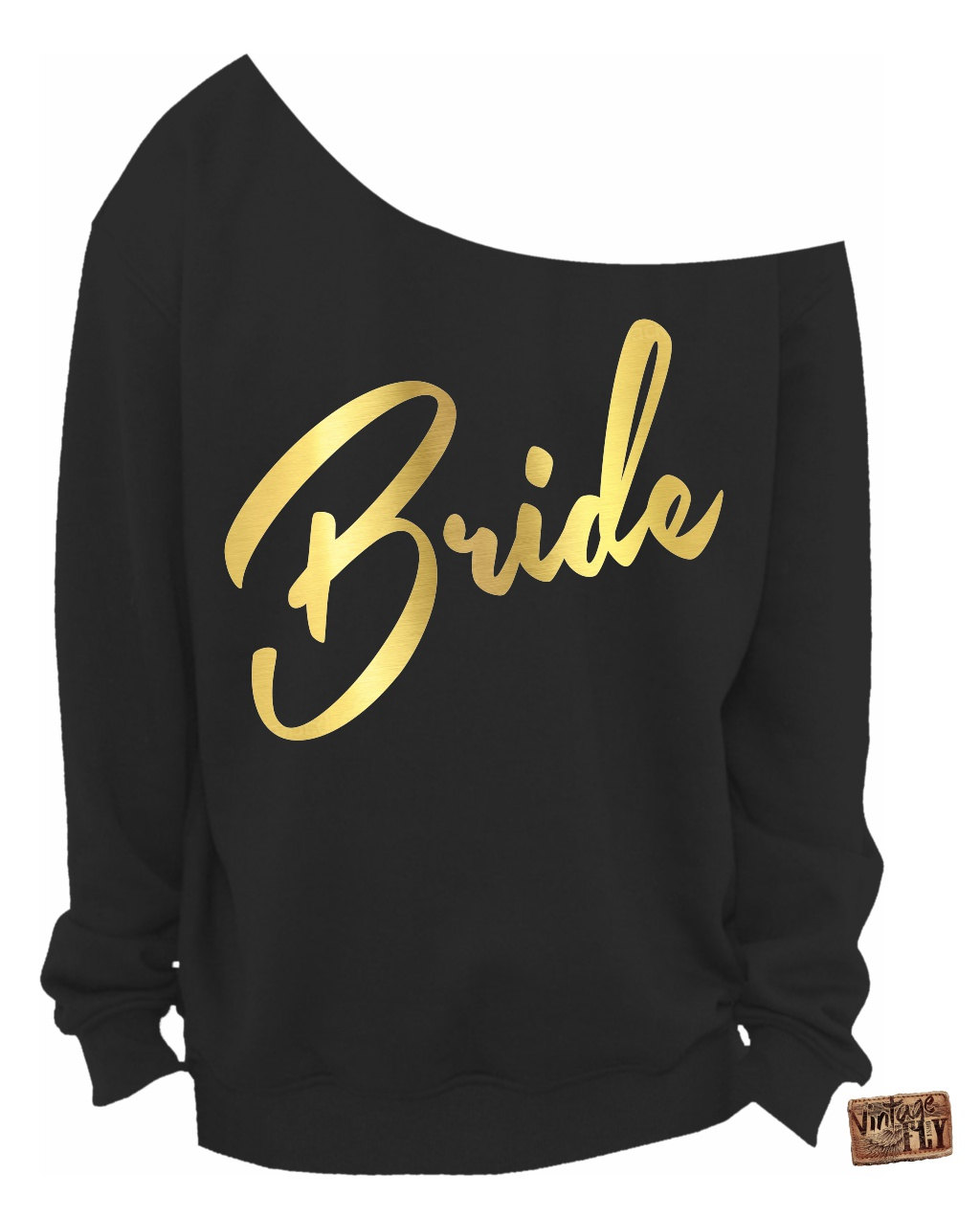 Brautshirt - Brautjungfern Geschenk Damen Slouchy Sweatshirt Off The Shoulder Folienabdrücke S, M, Lg, Xl, Xxl, Xxxl von Vintageflyclothingco