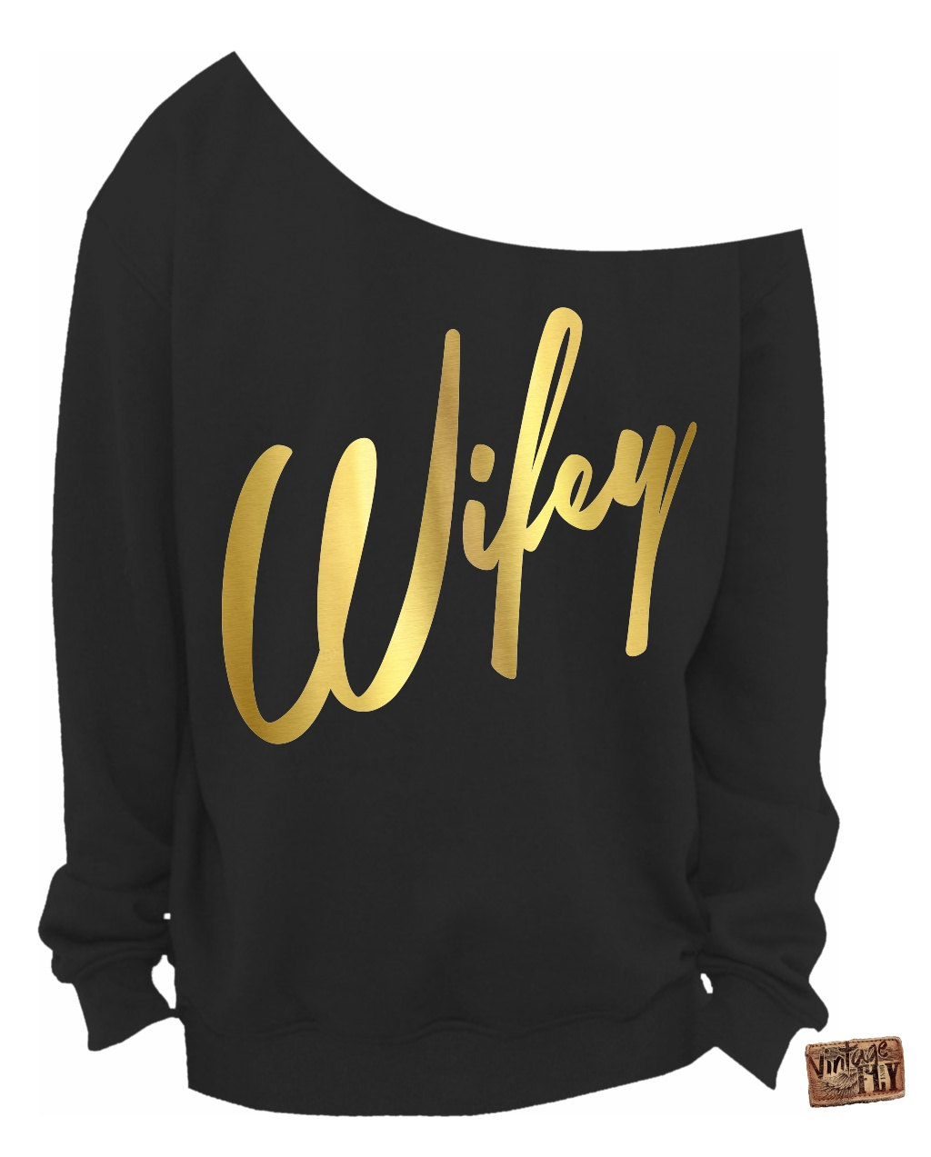 Bridal Shower Gift - Wifey Shirt Damen Slouchy Sweatshirt Off The Shoulder Brautparty Folie Abdrücke S, M, Lg, Xl, Xxl, Xxxl von Vintageflyclothingco