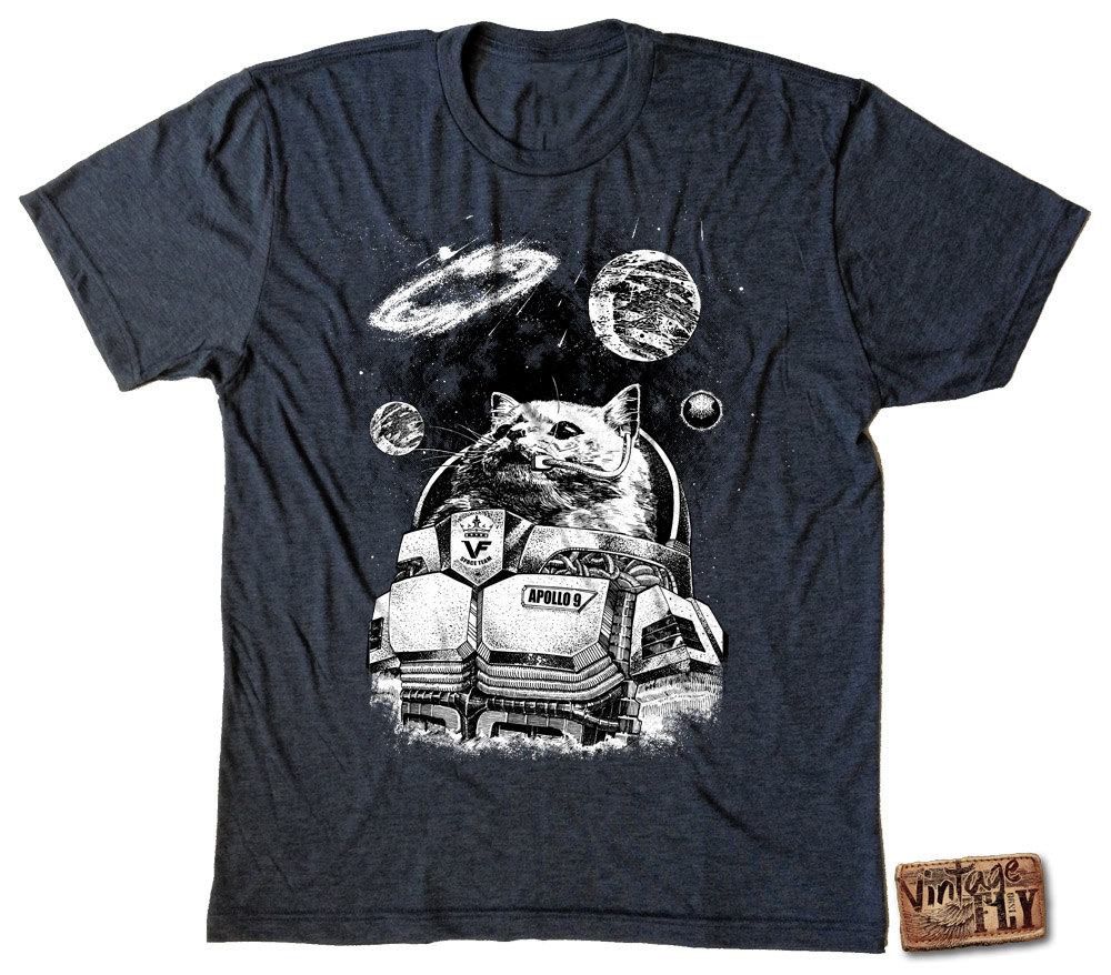 Cat Shirt - Space Cat Herren Tri Blend Tshirt Apollo 13 Funny Hipster Shirt S, M, Lg, Xl, Xxl von Vintageflyclothingco
