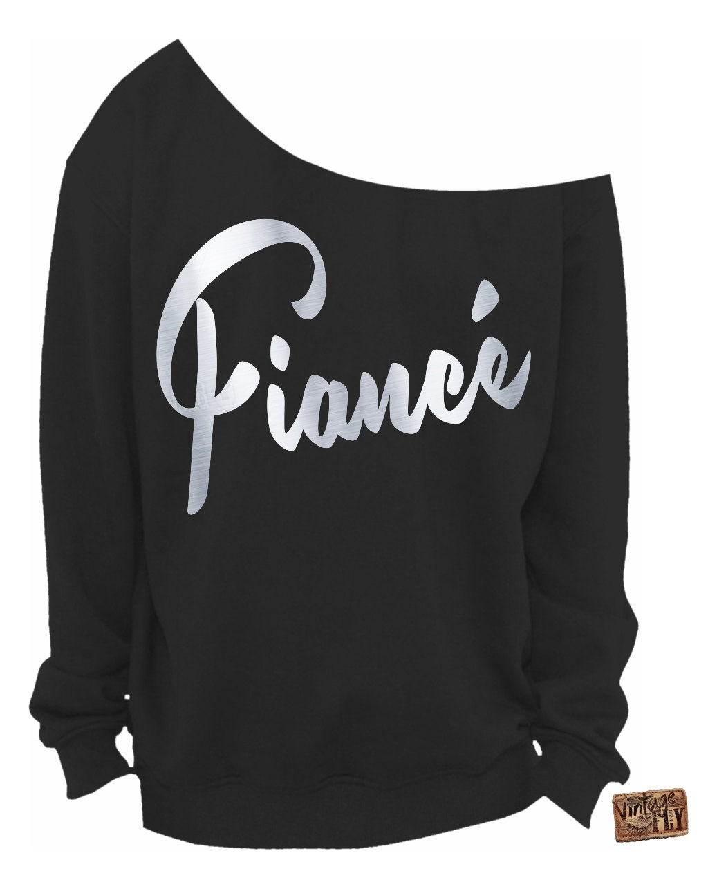 Fiance Sweatshirt - Braut Shower Geschenk Damen Slouchy Sweatshirt Off The Shoulder Folienabdrücke S, M, Lg, Xl, Xxl, Xxxl von Vintageflyclothingco